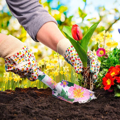 Hortem Gartenwerkzeug-Set mit Blumen-Design, Aluminium, strapazierfähig, mit ergonomischen Design-Gr