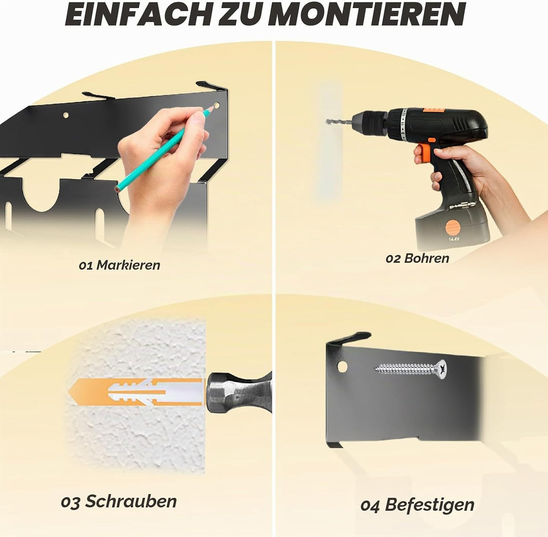 2-in-1 Winkelschleifer Halterung,Tragfähigkeit 66LB,3 Fächern,Winkelschleifer Halter Wandhalterung f