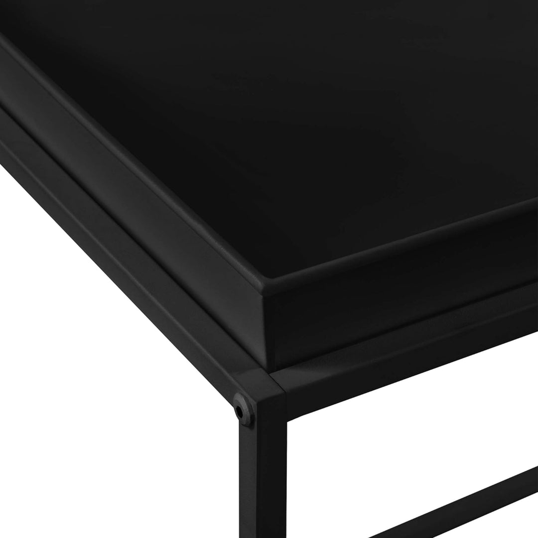 [en.casa] 2er Set Tabletttisch Schwarz mit Abnehmbaren Servierplatten Beistelltisch Set Serviertisch