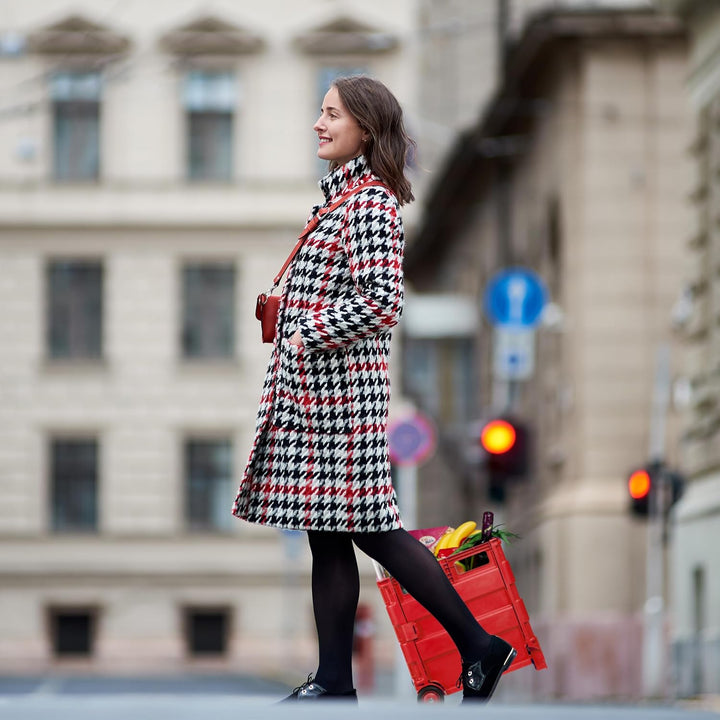 Relaxdays Einkaufstrolley, Klapptrolley mit Rollen & Teleskopgriff, bis 35 kg, Faltbare Einkaufshilf