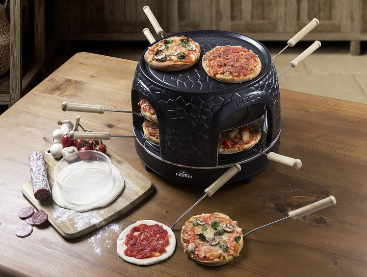 Bestron Pizzaofen für bis zu 8 Personen, Pizza dome für kleine Pizzen (Ø 10 cm), mit Keramik-Kuppel,