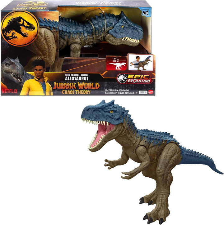 Mattel Jurassic World: Die Chaostheorie Netflix - Riesendino Allosaurus Actionfigur, extragrosser Di