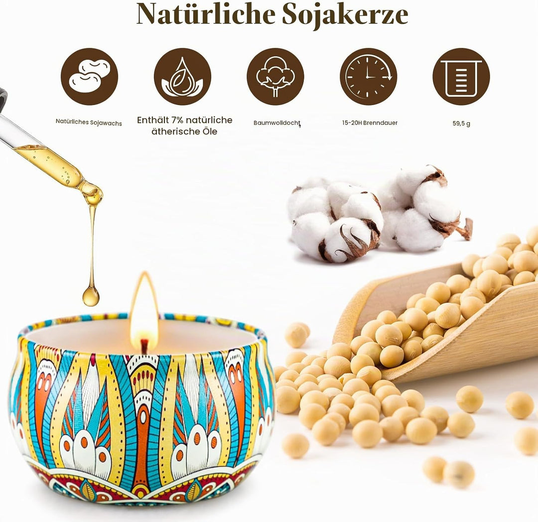 Geschenke für Frauen, 8 * 70g Duftkerzen Geschenkset für Frauen, Sojawachs Aromatherapie Kerzen für