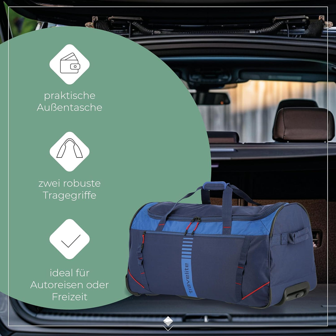 travelite 2-Rad Trolley Grösse L, Gepäck Serie BASICS ACTIVE: Weichgepäck Reisetasche mit Rollen im