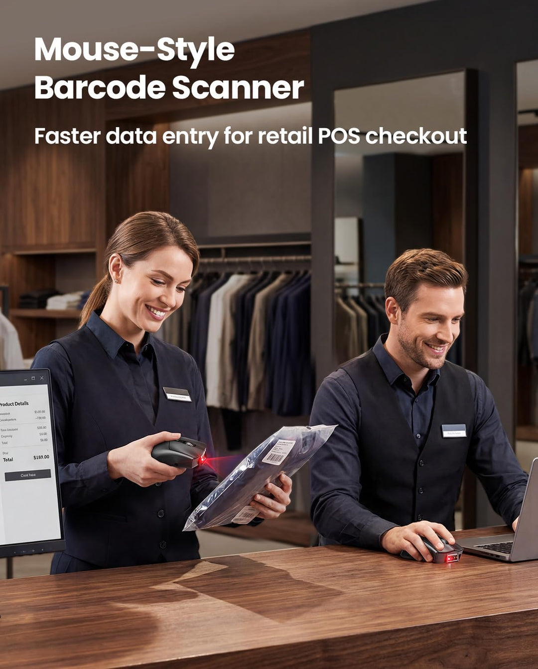 Eyoyo Wireless Mouse Barcode Scanner: 2-in-1 Bluetooth QR-Code-Scanner und Maus-Kombination mit 1200