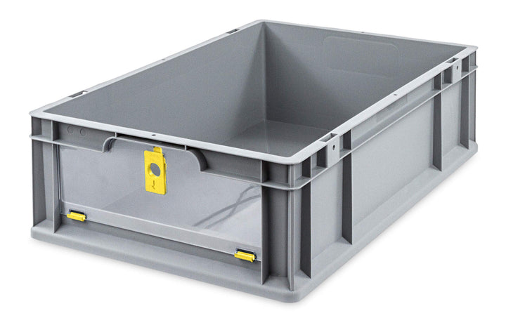 aidB Eurobox NextGen Insight Cover gelb, 600x400x170 mm, Cover niedrig, robuste Regalbox mit Entnahm