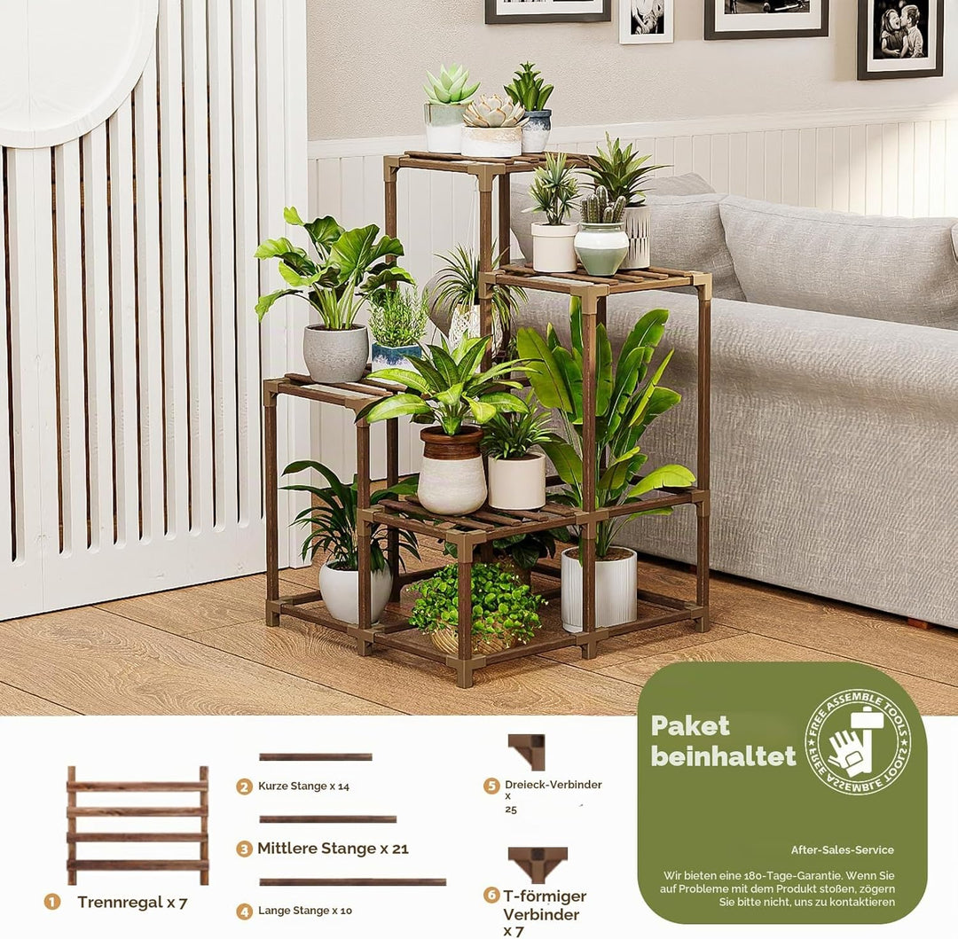Bamworld Pflanzenständer Indoor Outdoor Eck Regal Pflanzenhalter für Wohnen 4-stöckige Eckständer Pf