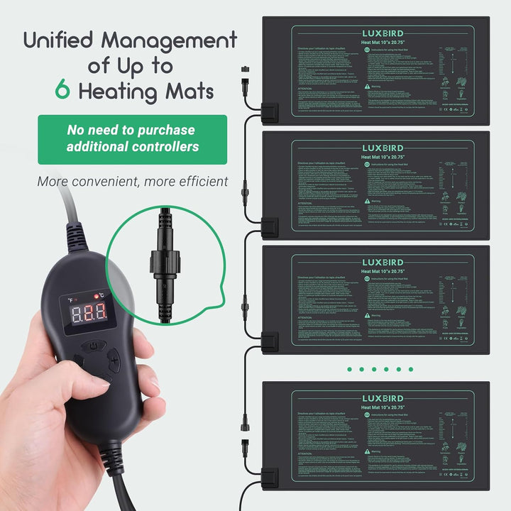Luxbird 2 Heizmatten mit 1 Controller, Timing-Funktion, Zimmergewächshaus Wärmematte 30 Watt, Eins-z