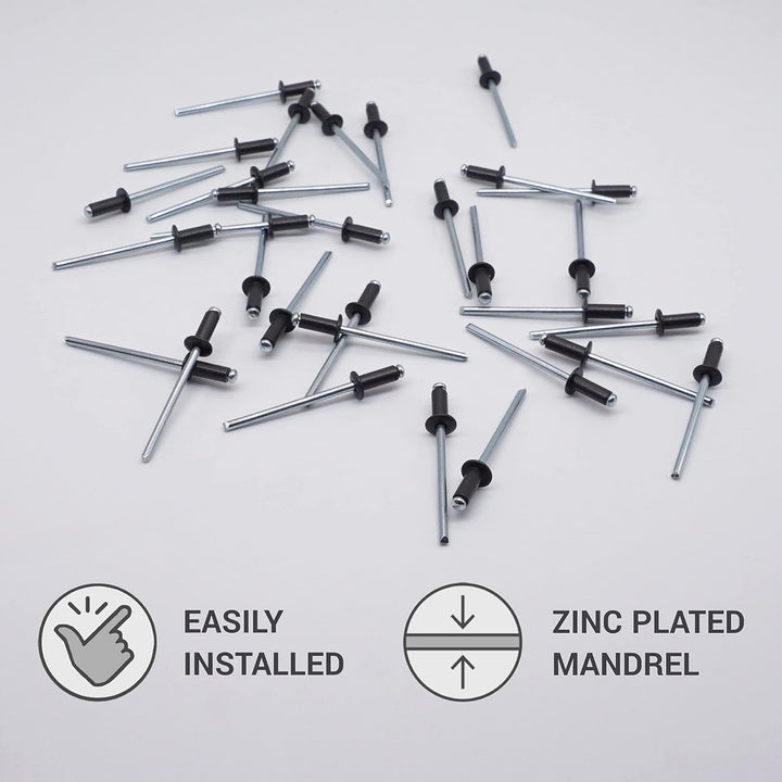 SKIR'CO (1000 Stück) Lackierte Blindnieten 3,2 x 8 mm, Kuppelkopf, DIN 7337, Aluniete, Popnieten (10