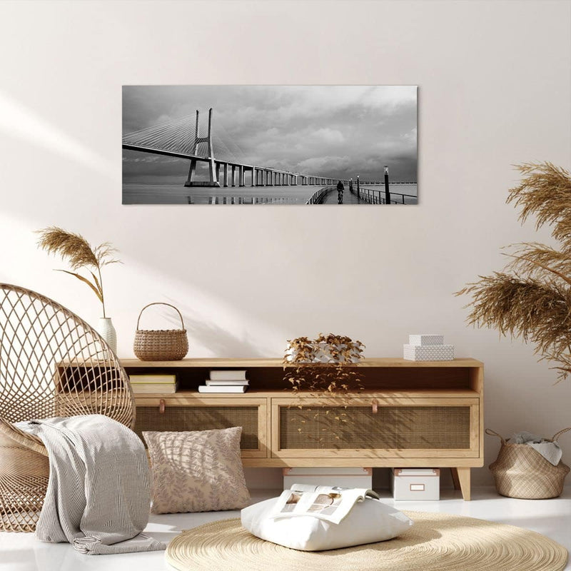 Bilder auf Leinwand 100x40cm Leinwandbild Architektur fahrrad lissabon tourismus Gross Wanddeko Bild