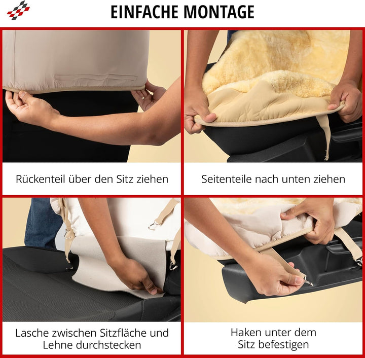 Walser Lammfell Autositzbezug Iva, 100% Lammfell Sitzbezug für Auto, 1 Stück Lammfell Sitzbezüge Aut