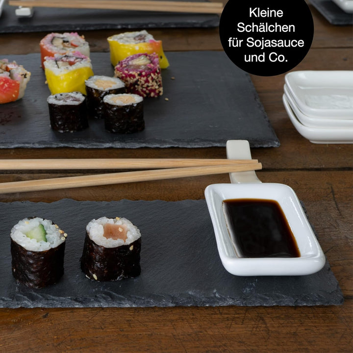 Moritz & Moritz 22-tlg. Sushi Geschirr Set für 4 Personen - Sushi Servierset mit 4x Sushi-Teller, 1x
