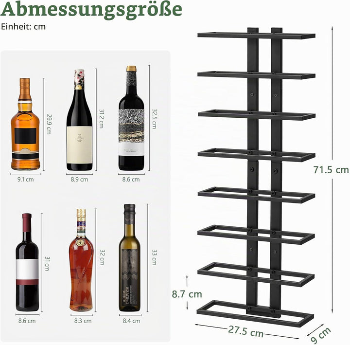 FAVOOSTY Weinregal Wand 2 Set, Flaschenhalter, Flaschenregal mit 16 Ebenen, Metall Weinregal Hängend