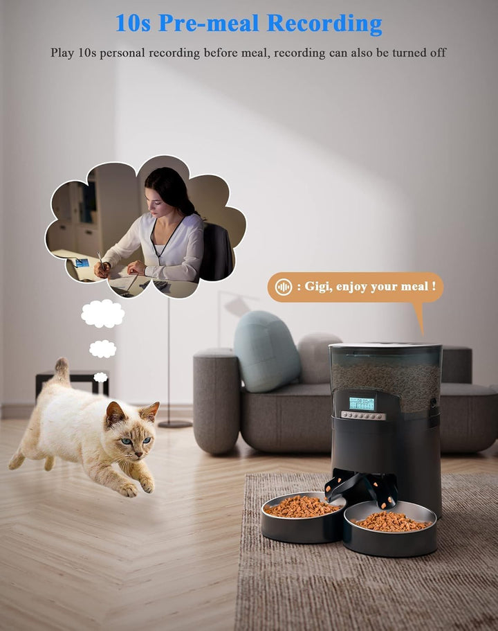 HoneyGuaridan Futterautomat Katze App Gesteuert mit 2 Näpfe, 4.5L Katzen Futterautomaten mit Timer,