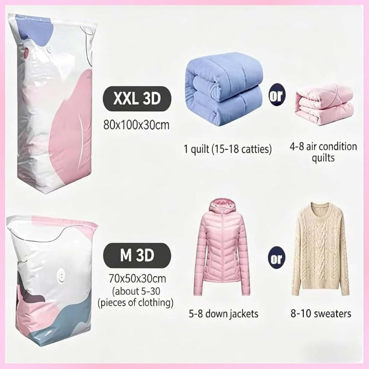 2 Stück No‑Pump Vacuum Storage Bags, 2026 Neu Vakuumbeutel Ohne Pumpe, Wiederverwendbar Kompressions