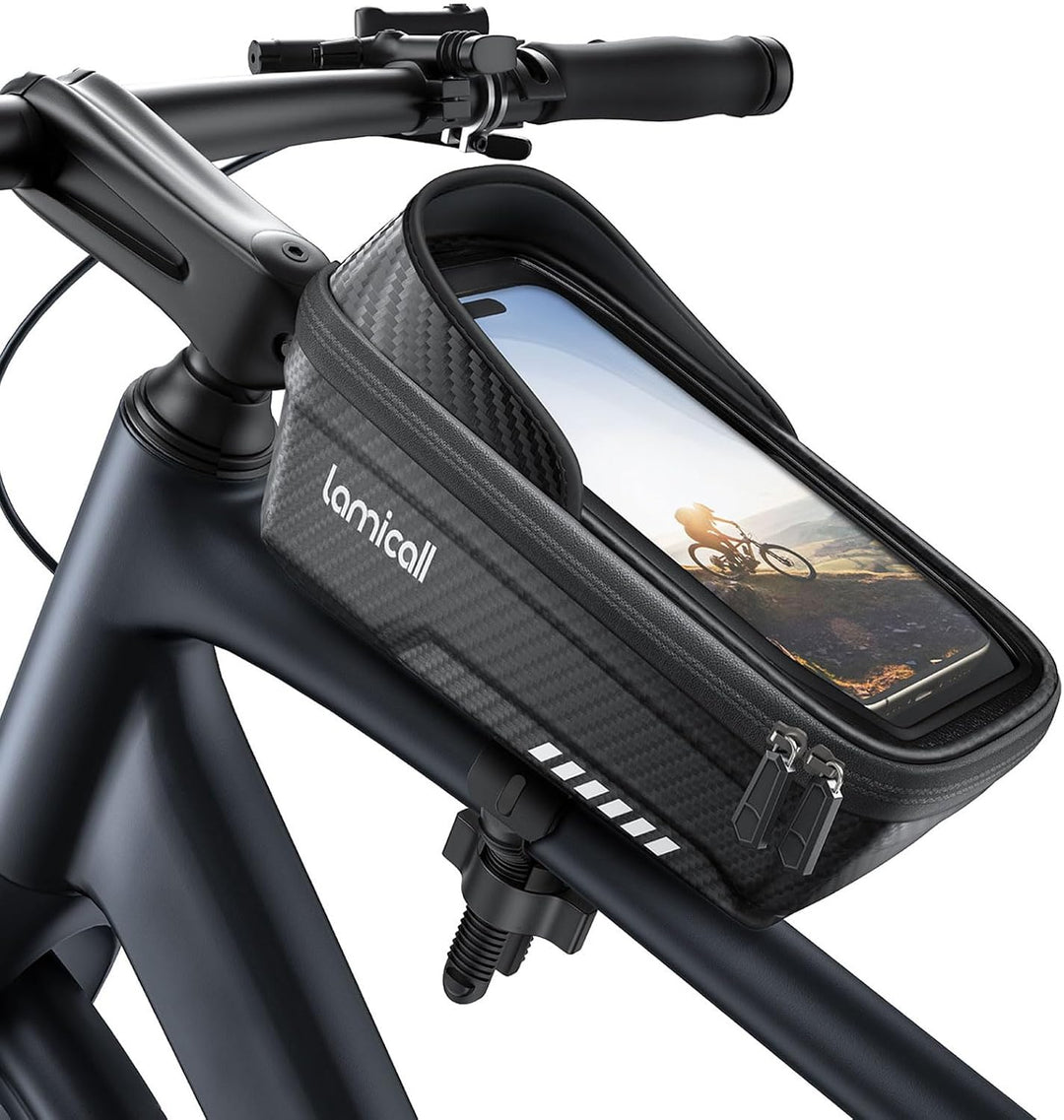 Lamicall 2-IN-1 Fahrradtasche Rahmen, Rahmentasche Fahrrad - [1S Schnellspanner] wasserdichte Lenker