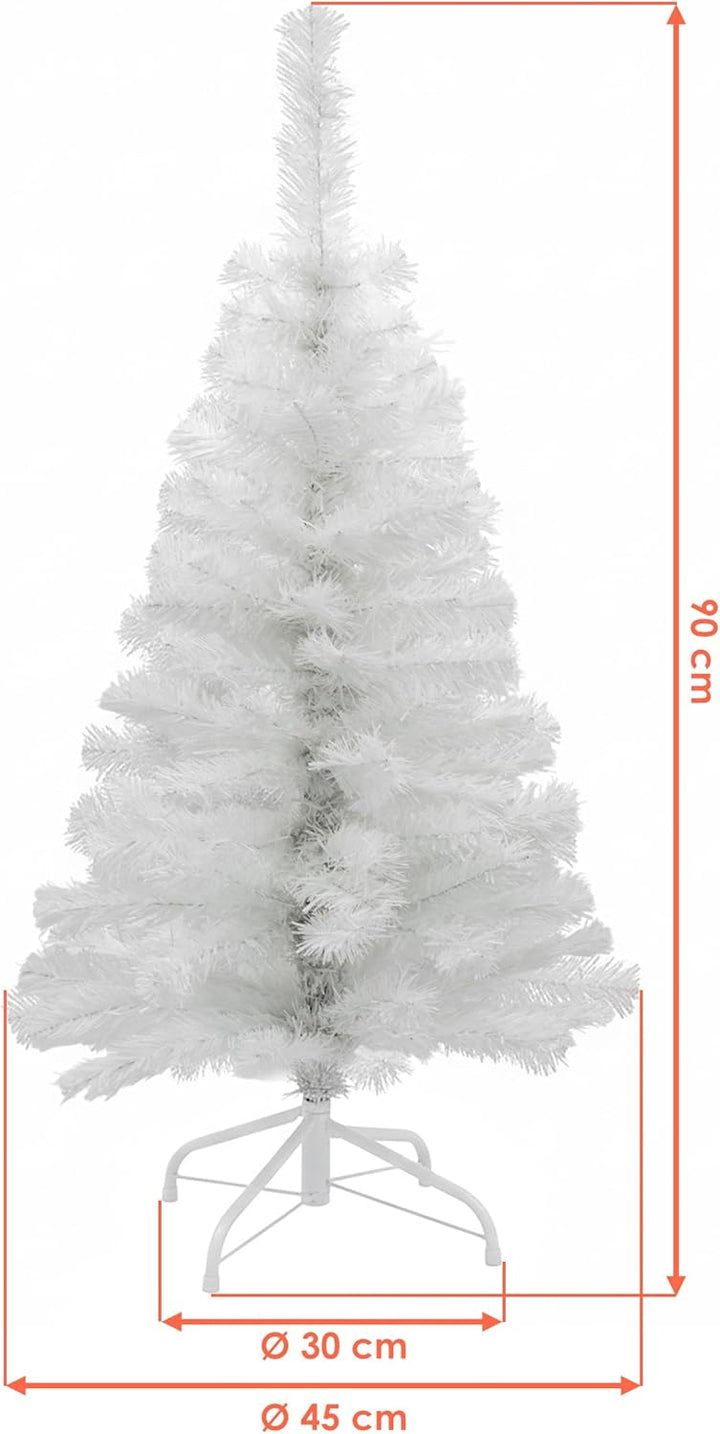 Künstlicher Weihnachtsbaum weiss inklusive Metall Ständer - 90 cm - Kunst Tannenbaum mit Baumständer