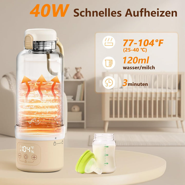 Tragbarer Flaschenwärmer Baby, Flaschenwärmer Baby Unterwegs, Erwärmt Wasser Oder Milch, Schnelles A