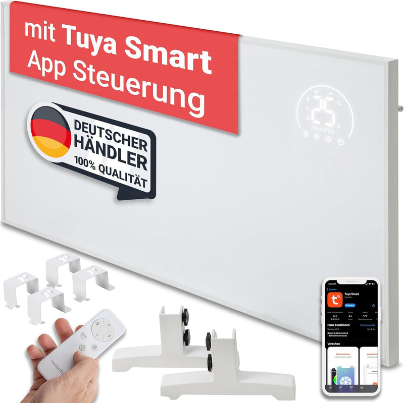 Heidenfeld Infrarotheizung HF-HP140 | 500 Watt bis 15 m² | 3in1 Steuerung via App | Fernbedienung |
