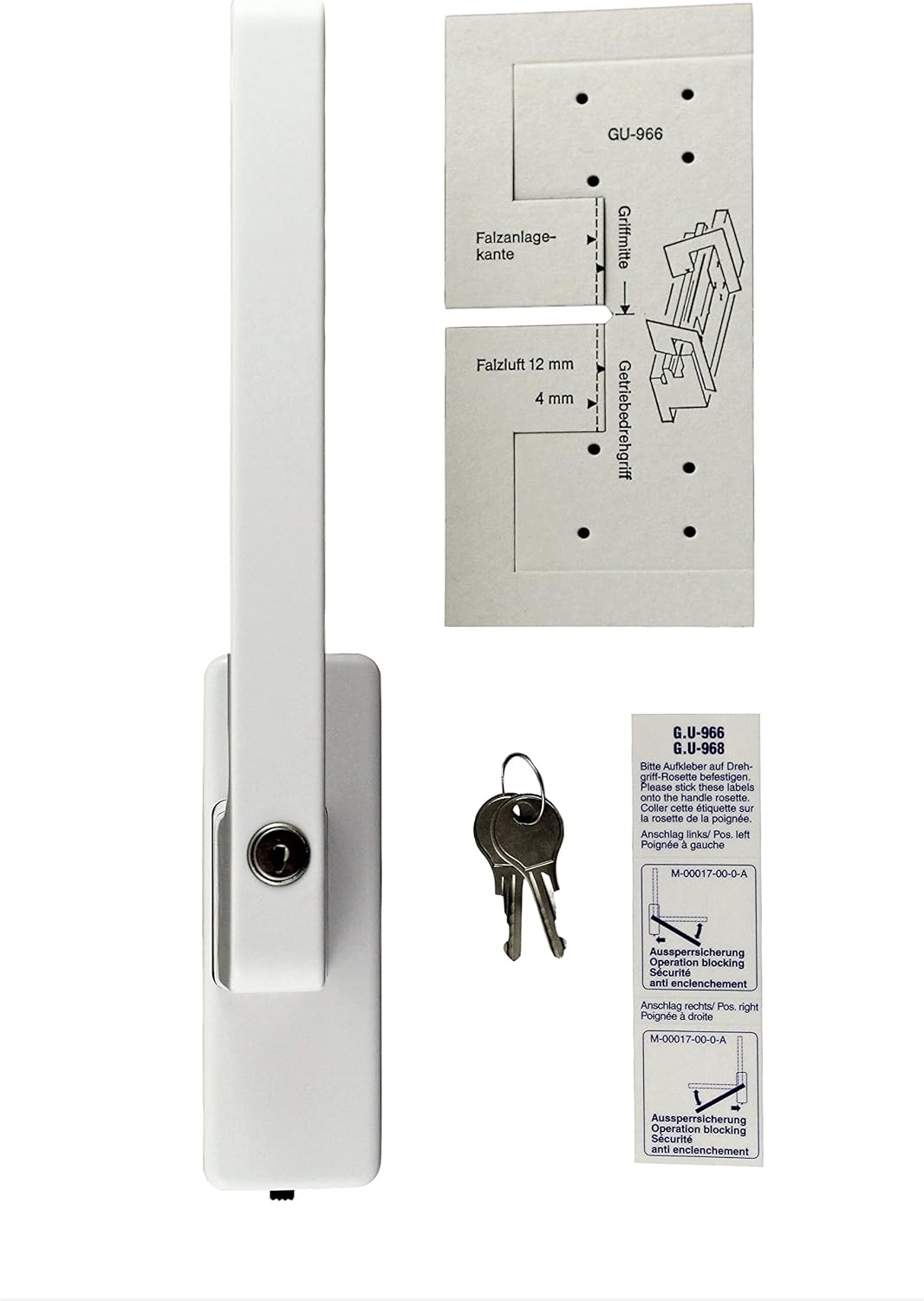 GU Schiebetür PSK Drehgriff abschliessbar DIRIGENT 966/976, 34225 oder auch 30152, DIN Rechts weiss