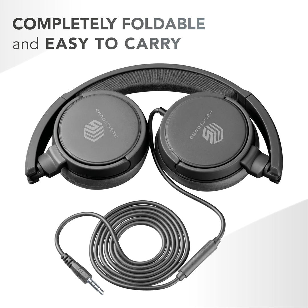 Music Sound | Bügelkopfhörer mit Kabel Over Ear Basic | On-Ear-Kopfhörer Faltbarer Kopfbügel mit 1,2