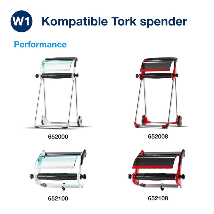 Tork 510204 Reinigungstücher für W1 Bodenständer- und Wandhalter-System / 1-lagige Putzrolle in Blau