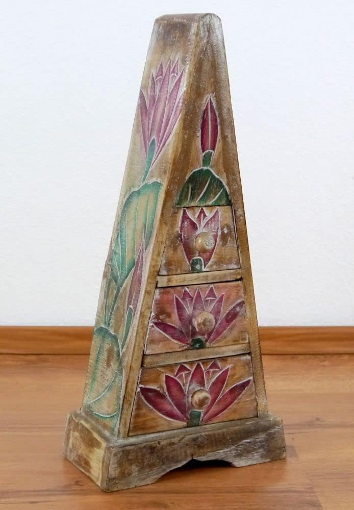 livasia Pyramiden Kommode, Schubladenkommode, Schubladenschränkchen, Schmuckschränkchen (Natur)