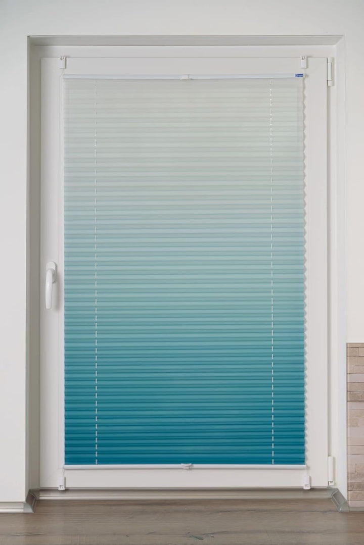 K-home Klemmfix-Plissee Farbverlauf, Polyester, Petrol, 75 x 210 cm 75 x 210 cm Petrol, 75 x 210 cm