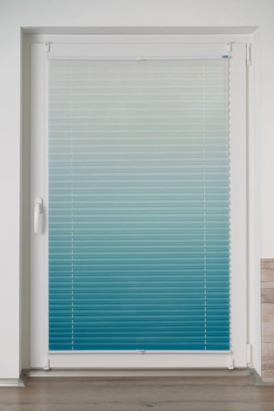 K-home Klemmfix-Plissee Farbverlauf, Polyester, Petrol, 35 x 130 cm 35 x 130 cm Petrol, 35 x 130 cm