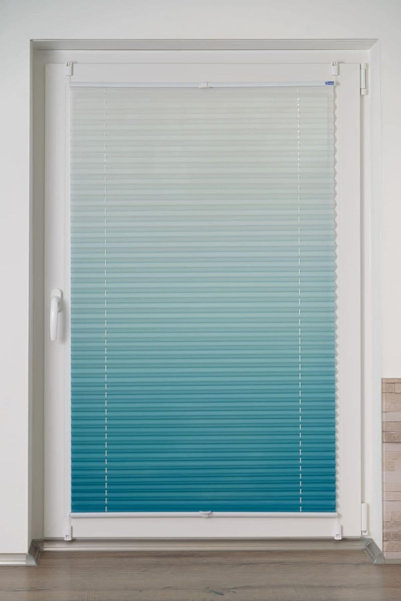 K-home Klemmfix-Plissee Farbverlauf, Polyester, Petrol, 35 x 130 cm 35 x 130 cm Petrol, 35 x 130 cm
