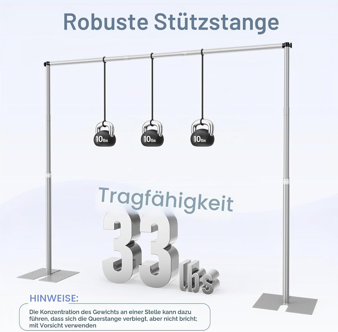 EMART Foto Hintergrund Ständer 3 x 3 m, Heavy Duty Hintergrundständer mit Metallstahlbasis, Verstell
