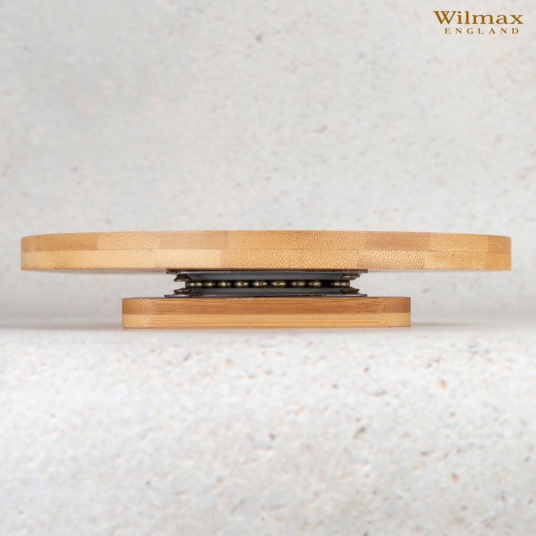 WILMAX | DREHTELLER 35,5 X 4 CM | Tablett Holz | Bambus Serviertablett | Schneidebrett | Käseplatte