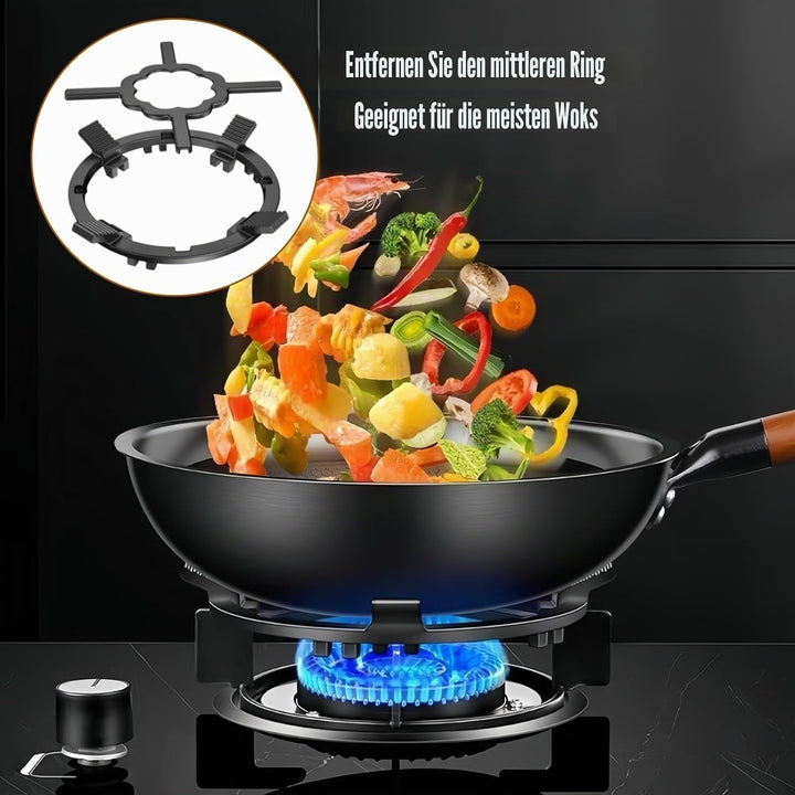 CHDEXU Gusseisen-Wok-Stützring für Mokkakanne, 2-in-1-Gasringreduzierer, Herdplattenständer für Woks