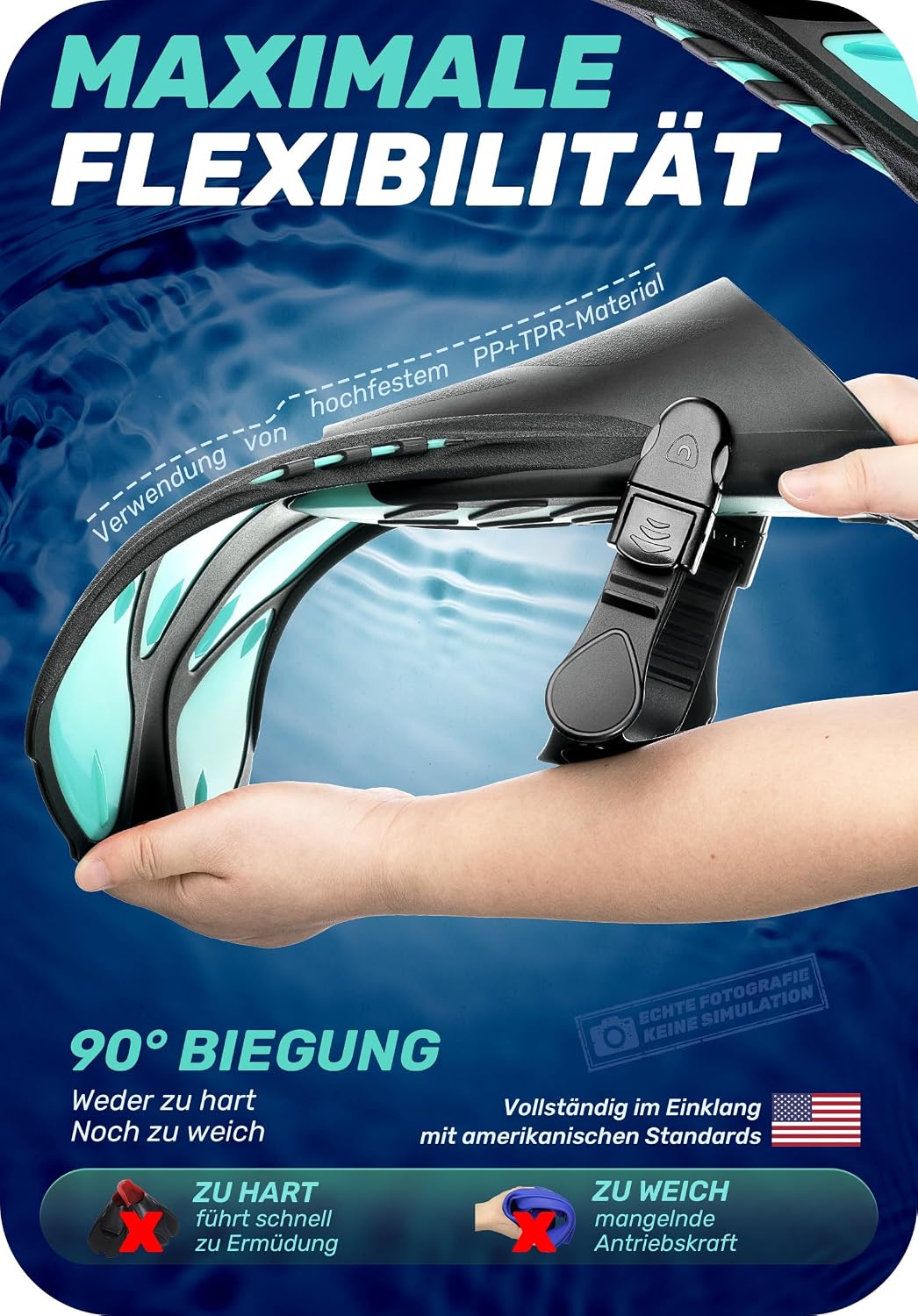 CAPAS Schnorchelflossen, Schwimmflossen Reisegrösse Kurz Einstellbar zum Schnorcheln Tauchen Erwachs