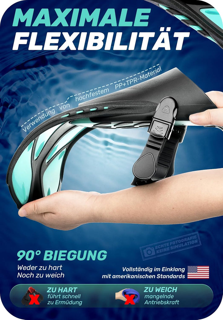 CAPAS Schnorchelflossen, Schwimmflossen Reisegrösse Kurz Einstellbar zum Schnorcheln Tauchen Erwachs