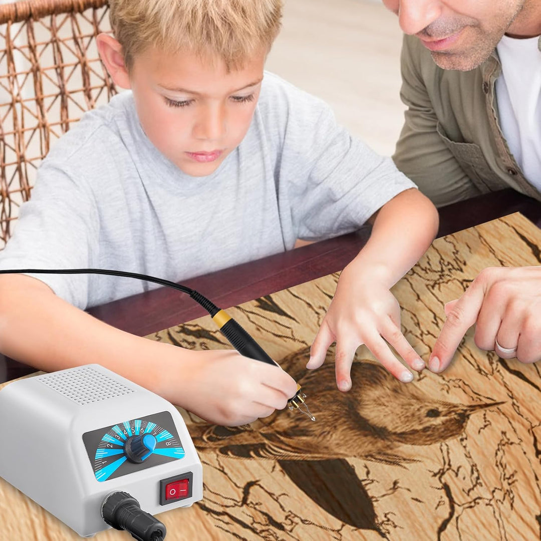 Brandmalstation, Brandmalerei Set, Holzverbrennungsset 280-800°C mit 30 Spitzen - Pyrographie Set fü