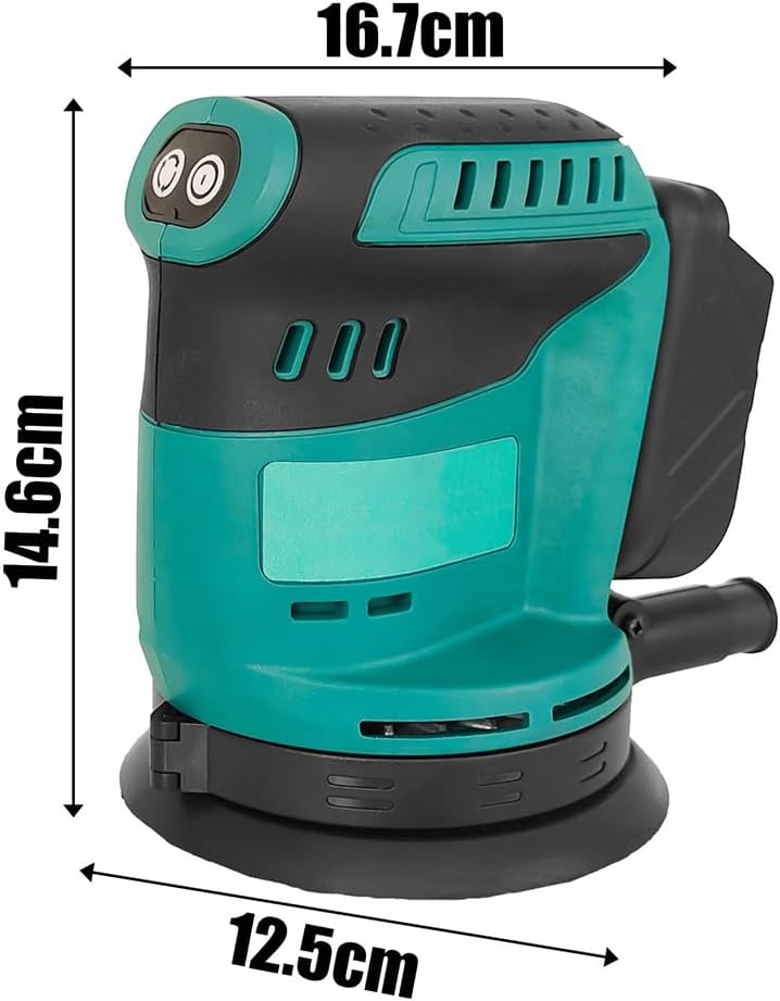 Akku Exzenterschleifer 125mm, Ersatz für Makita 18V Akku,Kabellose Elektroschleifer mit 12 pcs Schle