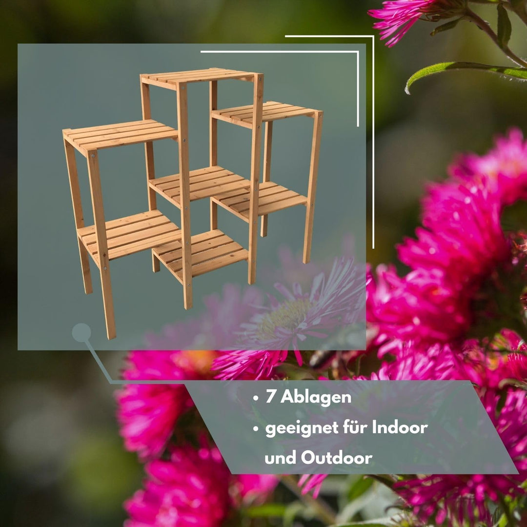 Blumenregal Bernd - Stilvolles Pflanzenregal aus Nadelholz Blumenständer mit 7 Fächern für Ihr Zuhau