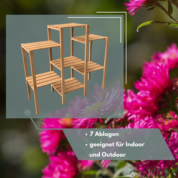 Blumenregal Bernd - Stilvolles Pflanzenregal aus Nadelholz Blumenständer mit 7 Fächern für Ihr Zuhau