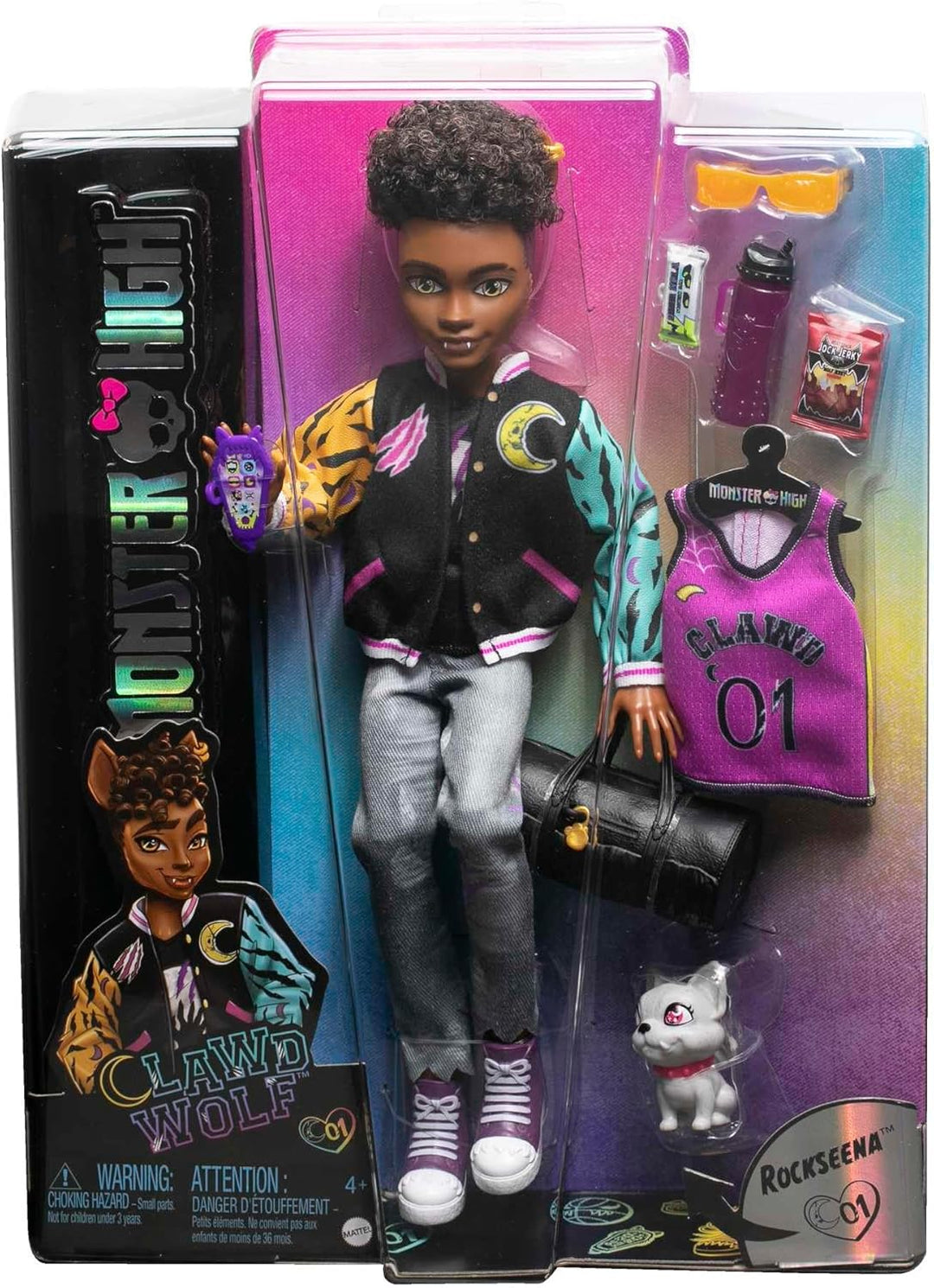 Monster High-Puppe, Clawd Wolf-Puppe mit Gargoyle-Bulldogge als Haustier und themenbezogenem Zubehör