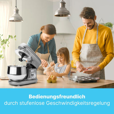 Clatronic® Küchenmaschine zum backen | Knetmaschine 5L mit starkem 1100W Motor | Teigmaschine inkl.