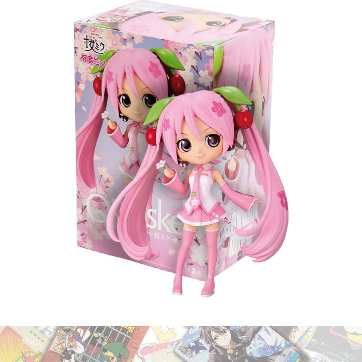 Sakura Miku [Ver. A]: 14 cm Q Posket Mini Statue Figur Bundled with 1 A.C.G. Compatible Theme Tradin