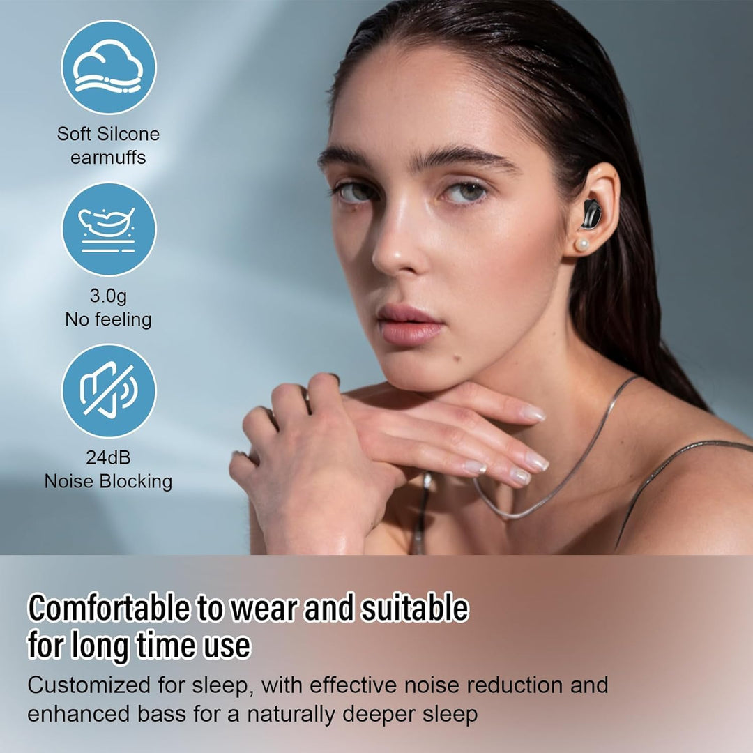 Schlafkopfhörer Bluetooth 5.4, 2026 Mini In Ear Kopfhörer Kabellos für Seitenschläfer, 47Std Spielze