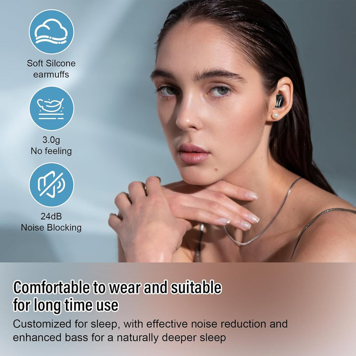 Schlafkopfhörer Bluetooth 5.4, 2026 Mini In Ear Kopfhörer Kabellos für Seitenschläfer, 47Std Spielze