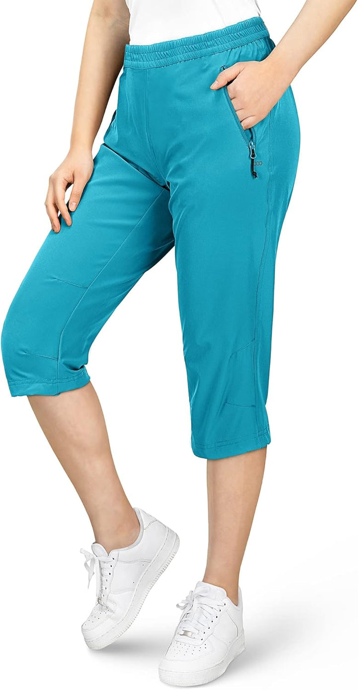 33,000ft Damen 3/4 Hose Capri Wanderhose Stretch Leichte Radhose Taschen Sommer Outdoor Golf Hose 36