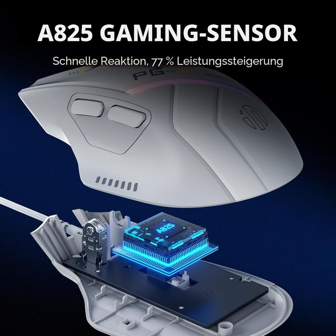 inphic PG1 Gaming Maus mit Kabel, 12800 DPI Hochpräzise, 6 programmierbare Tasten, atmungsaktive RGB