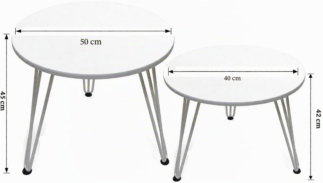 johgee 2 Stück Beistelltische Holz Rund, Couchtisch Rund Set, Sofatisch, Ø 50 cm und Ø 40 cm, Geeign