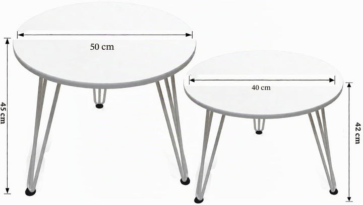 johgee 2 Stück Beistelltische Holz Rund, Couchtisch Rund Set, Sofatisch, Ø 50 cm und Ø 40 cm, Geeign