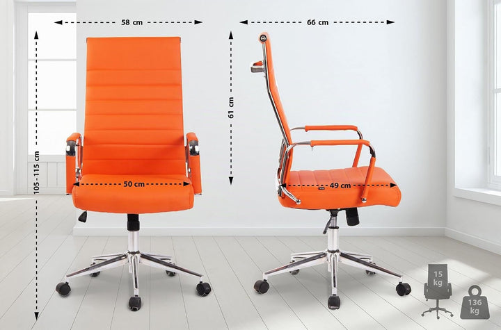 CLP Bürostuhl Kolumbus Kunstleder-Bezug I Höhenverstellbarer Schreibtischstuhl, Farbe:orange, Orange