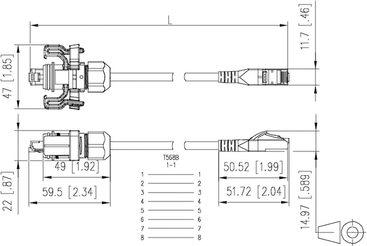 METZ CONNECT E-DAT Industry Patchkabel V6, IP67 - RJ45, 5 m, 5 m